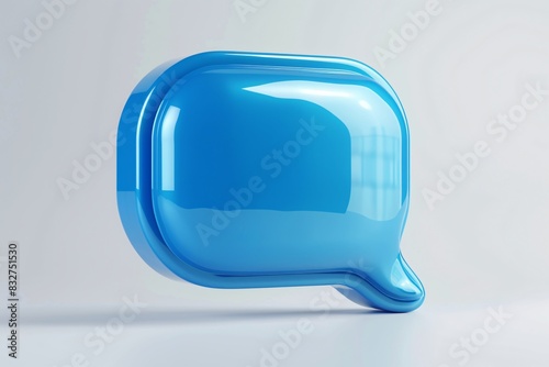 Blue speech bubble on white surface photo