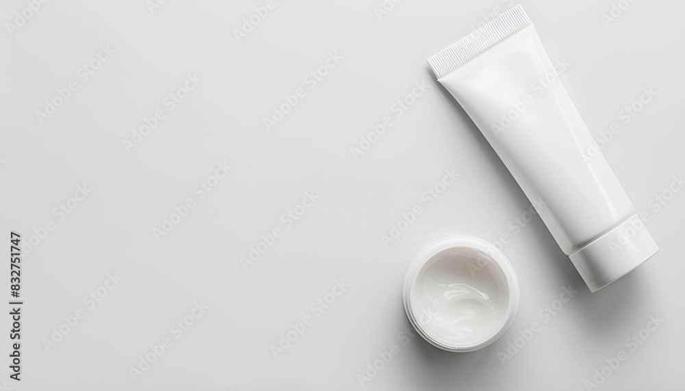 Open tube of ointment isolated on white, top view. Space for text Open tube of ointment isolated on white, top view. Space for text