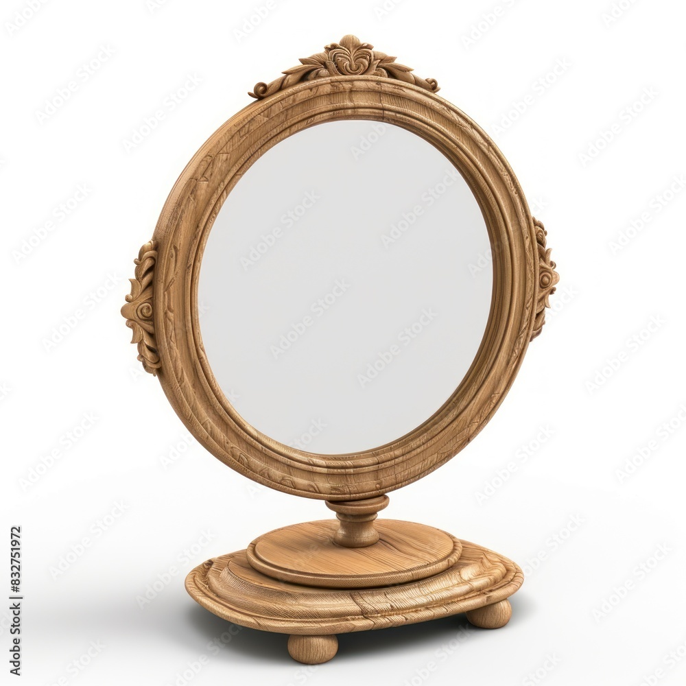Mirror in high resolution isolated on a white background, clearly displaying its modern design and reflection clarity. Mirror in high resolution isolated on a white background, clearly displaying its modern design and reflection clarity.
