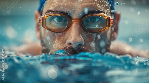 Man swimming in a pool, focusing on fitness and refreshment