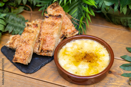 Queso provolone grill derretido ideal para comer como primer plato

