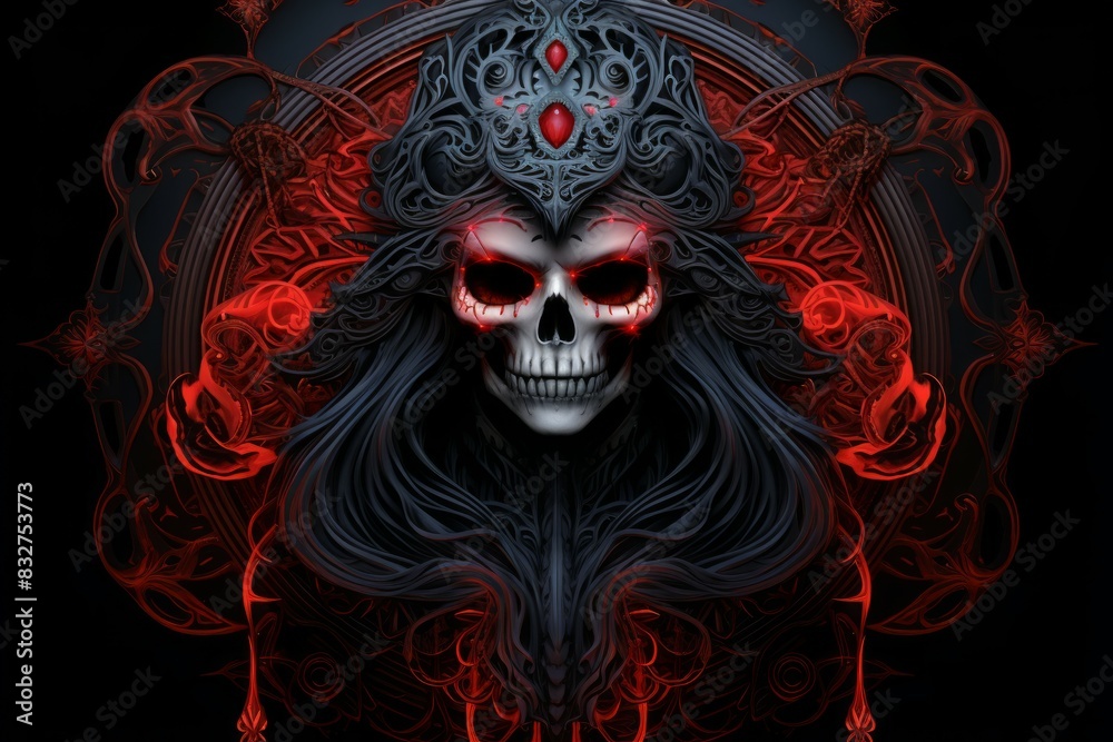 A mysterious and powerful necromancer, raising armies of undead to serve their bidding. - Generative AI A mysterious and powerful necromancer, raising armies of undead to serve their bidding. - Generative AI