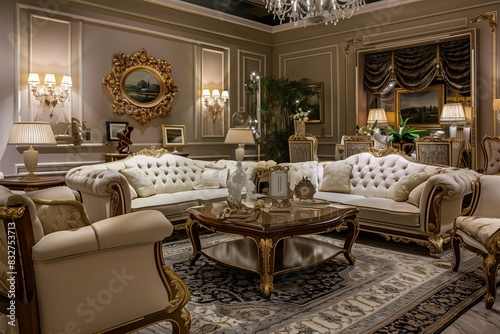 Elegant living room with classic furniture and sophisticated decor.