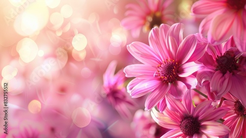 Bright background with pink flowers