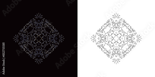 Traditional cross-stitch vector pattern - styled as the folk art Zmijanje embroidery designs from Bosnia and Herzegovina. Retro ethnic geometric Blakan ornament, old hand made decoration