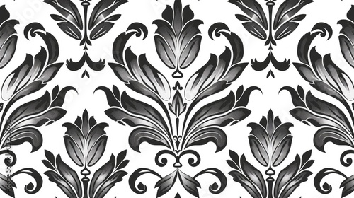 Black line art pattern on a white background for wallpaper fabrics and cards © pngking