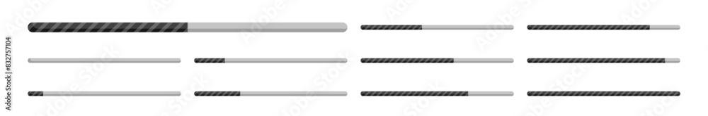 Loading icon set. Set loading bar progress icons isolated on ...