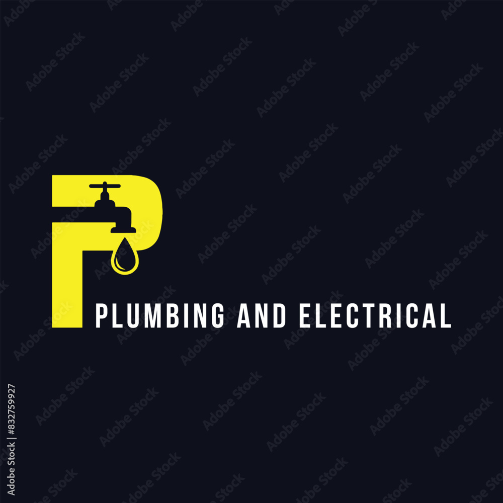 plumbing and electrical fixing logo design vector