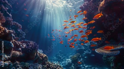 coral reef with fish and coral great barrier reef colorful fishes harp focus underwater 