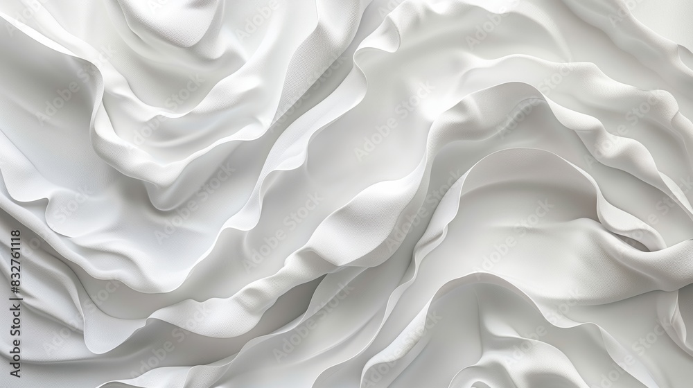 3D white geometric abstract background overlap layer on bright space with waves decoration. Minimalist modern graphic design element cutout style concept for banner, flyer, card, or brochure cover 3D white geometric abstract background overlap layer on bright space with waves decoration. Minimalist modern graphic design element cutout style concept for banner, flyer, card, or brochure cover
