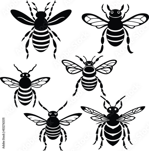 Silhouette honey bee icon canvas.