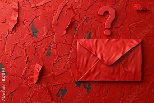 Close-up red envelope question mark