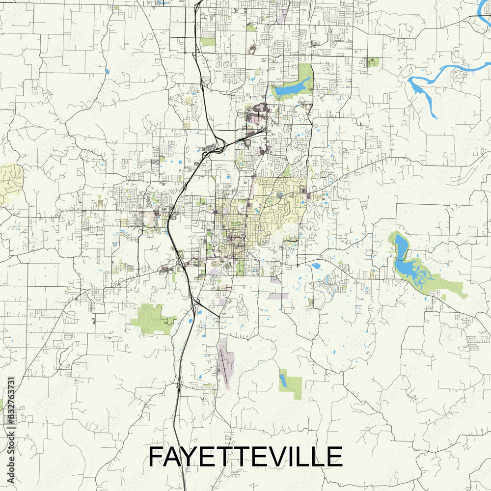 Fayetteville, Arkansas, United States map poster art