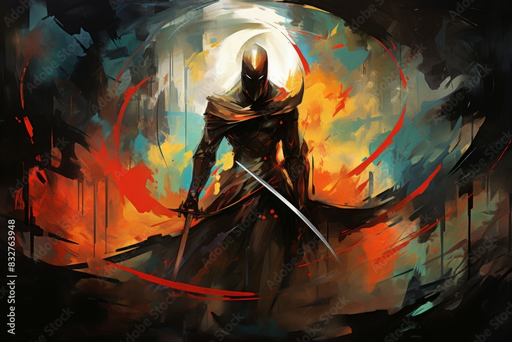 A stoic and disciplined warrior, wielding a blade with unmatched precision. - Generative AI A stoic and disciplined warrior, wielding a blade with unmatched precision. - Generative AI