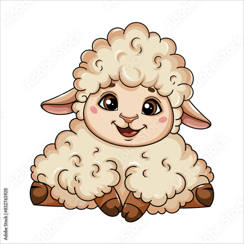 Eid al-Adha Mubarak. Funny cartoon character ram