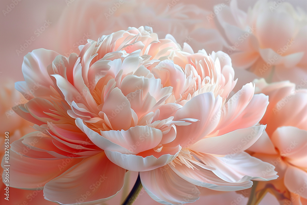 peonies in full bloom, featuring shades of pink and white, with a soft focus background peonies in full bloom, featuring shades of pink and white, with a soft focus background