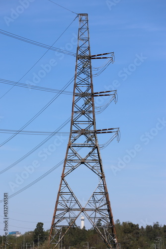 Power line pictures against a clear blue sky. Perfect illustrations for most things in the energy field.