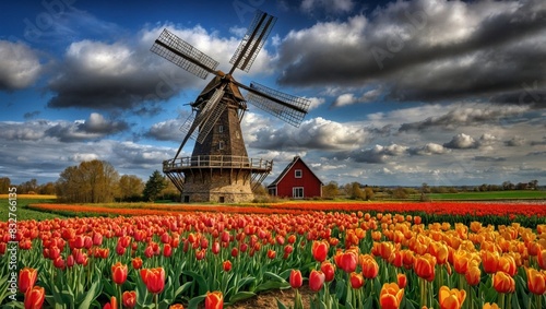 Timeless Tulips and Rustic Windmill