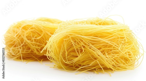 Images of vermicelli noodles on a white background