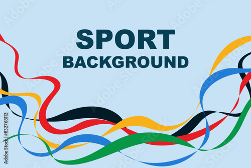 Sports background with colorful wavy stripes. Abstract colorful background with waves