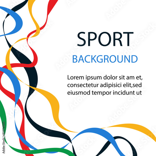 Sports background with colorful wavy stripes. Abstract colorful background with waves