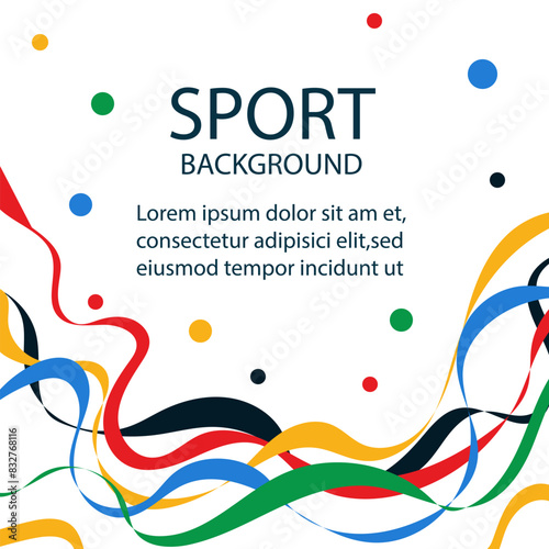 Sports background with colorful wavy stripes. Abstract colorful background with waves