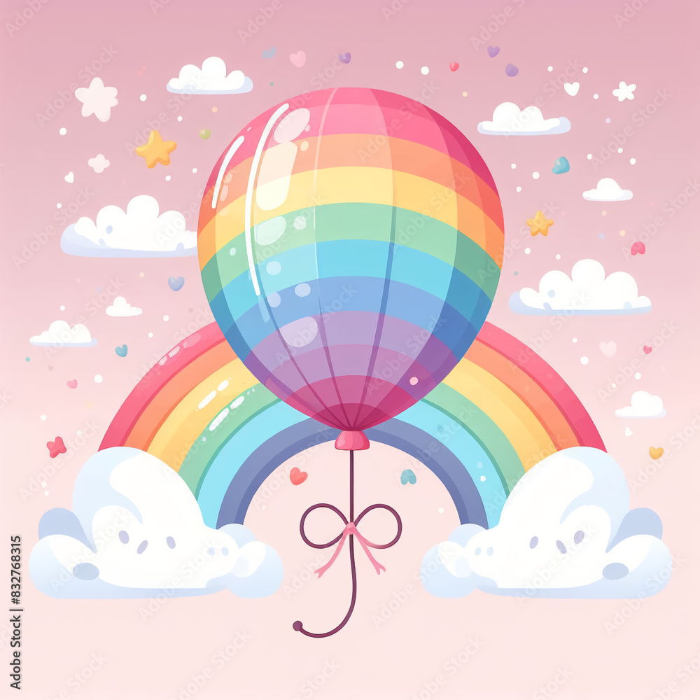 Simple drawing of a rainbow balloon. Simple drawing of a rainbow balloon.