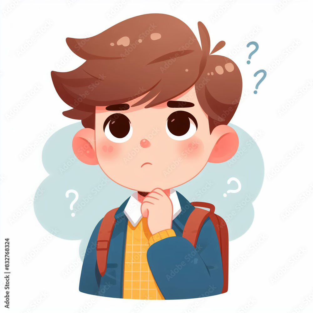 Illustration of a thoughtful handsome boy. Illustration of a thoughtful handsome boy.