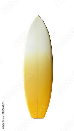 A yellow surfboard over transparent background. Summer concept