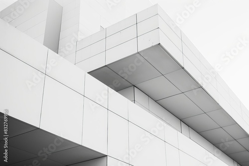 abstract geometric architecture minimal white building facade with sharp angles