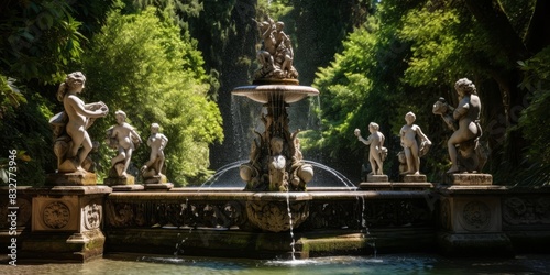 fountain in the park Generative AI