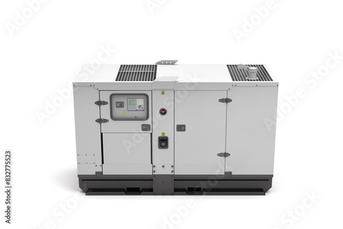 Obraz na płótnie Mobile diesel generator for emergency electric power top view 3d render on white w salonie