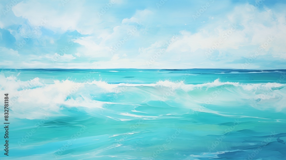 Peaceful Day by the Ocean with Turquoise Waves and Cloudy Sky Peaceful Day by the Ocean with Turquoise Waves and Cloudy Sky
