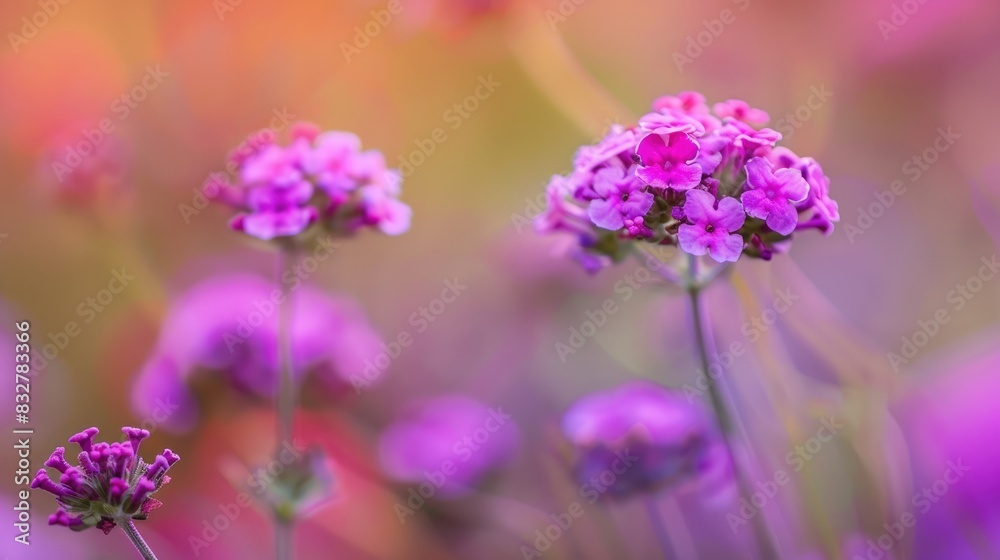Fototapeta premium Blurry background enhances image of purple verbena flower