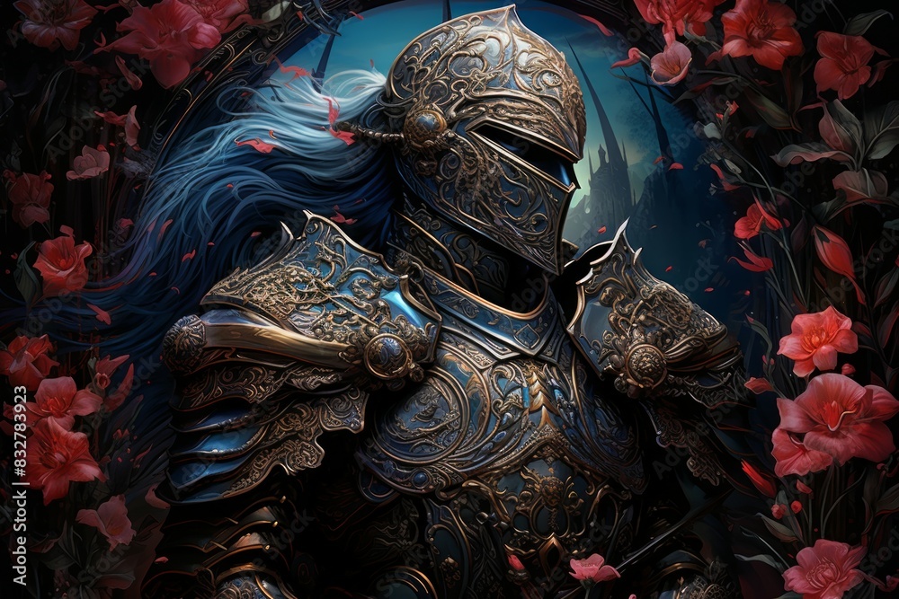 A noble and honorable knight, upholding chivalry and defending the weak. - Generative AI A noble and honorable knight, upholding chivalry and defending the weak. - Generative AI