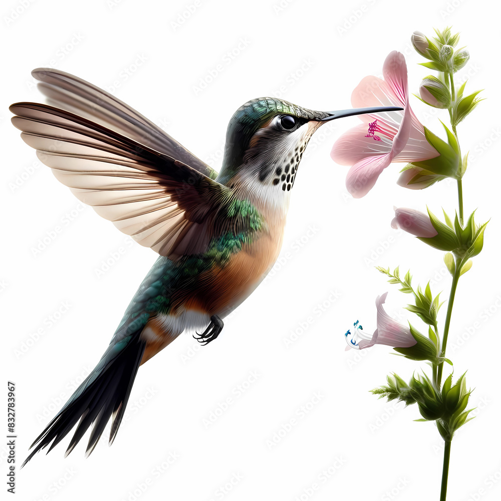 Obraz premium real life like natural hummingbird hovering over the flower