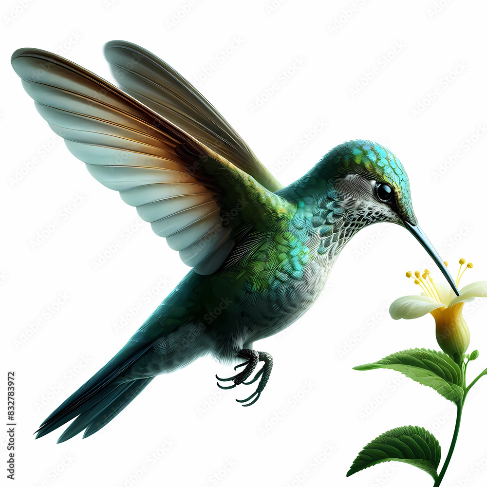 Obraz premium real life like natural hummingbird hovering over the flower