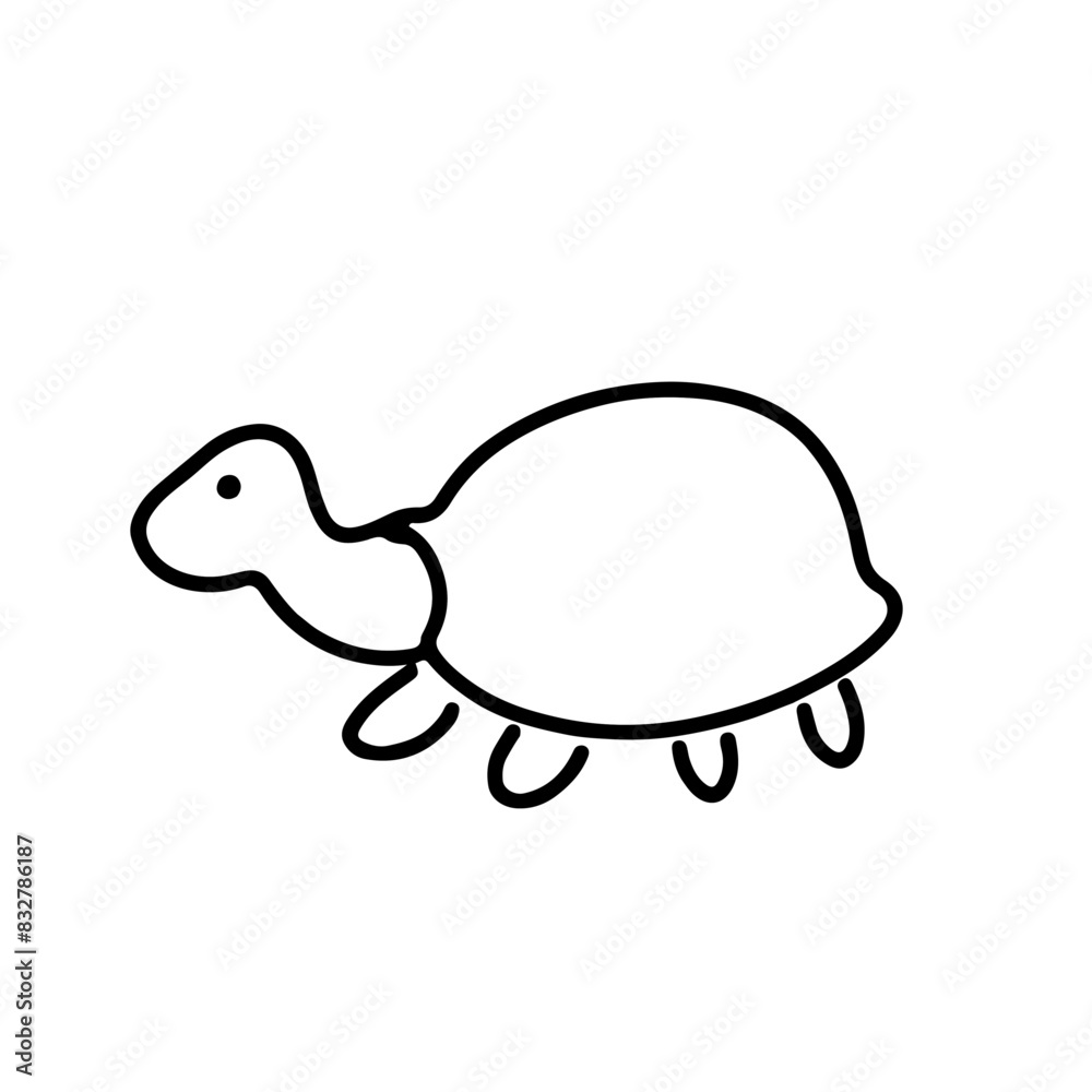Cute Cartoon Turtle Vector Illustration | Minimalist Style