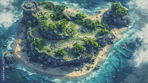 island Battlemap DnD,RPG Map for Dungeons and Dragons, Sea,game background, place for battle