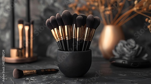 makeup brush cup holder mockup arranged neatly for product presentation