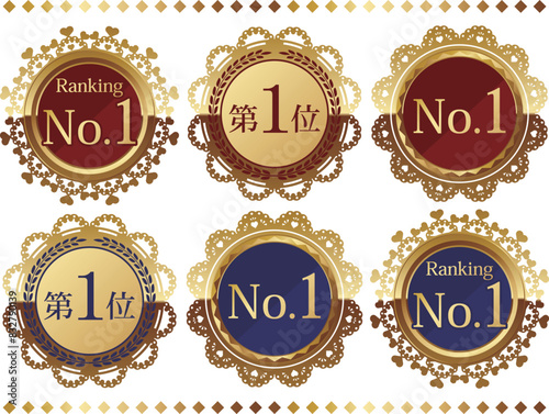 高級感のあるランキングNo.1のエンブレム6種セット　ゴールド