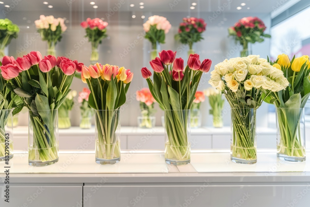 Colorful roses in glass vase Colorful roses in glass vase