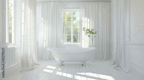Bright Interior with a White Bath