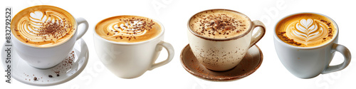 Coffee cup cappuccino latte Hyperrealistic Highly Detailed Isolated On Transparent Background Png File