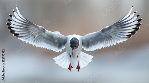 Flying Chinese black headed gull photo