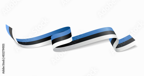 Quadro su tela Estonian flag wavy abstract background. Vector illustration.