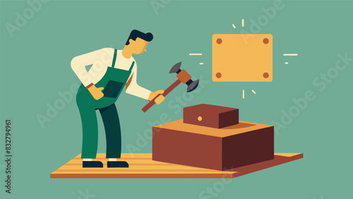 The sound of mallet striking chisel echoes throughout the workshop as the engraver expertly etches a verse of love and forgiveness onto a wooden. Vector illustration