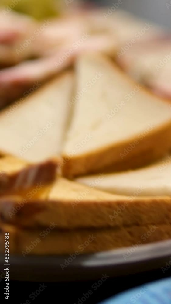 Italian or Spanish restaurant with traditional tapas food, Spanish cuisine, delicious tapas and cheese plate, bruschetta with cheese, olives dry tomatoes and tasty sandwich bar appetizer, buffet