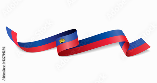 Liechtenstein flag wavy abstract background. Vector illustration.