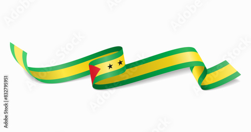 Sao Tome and Principe flag wavy abstract background. Vector illustration.